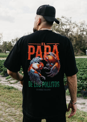 EL PAPA DE LOS POLLITOS T-SHIRT- BLACK T-SHIRT