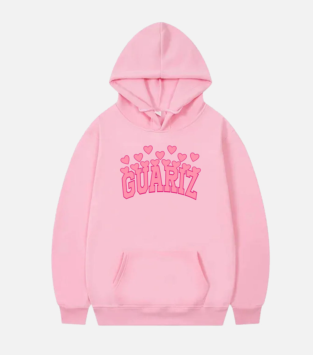 GUARIZ HEARTS PINK HOODIE