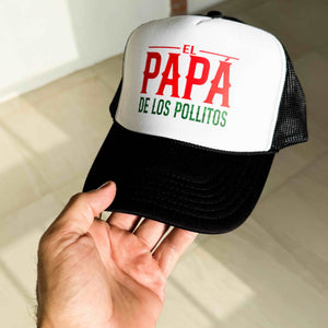 PAPA DE LOS POLLITOS TRUCKER HAT (BLACK/WHITE)