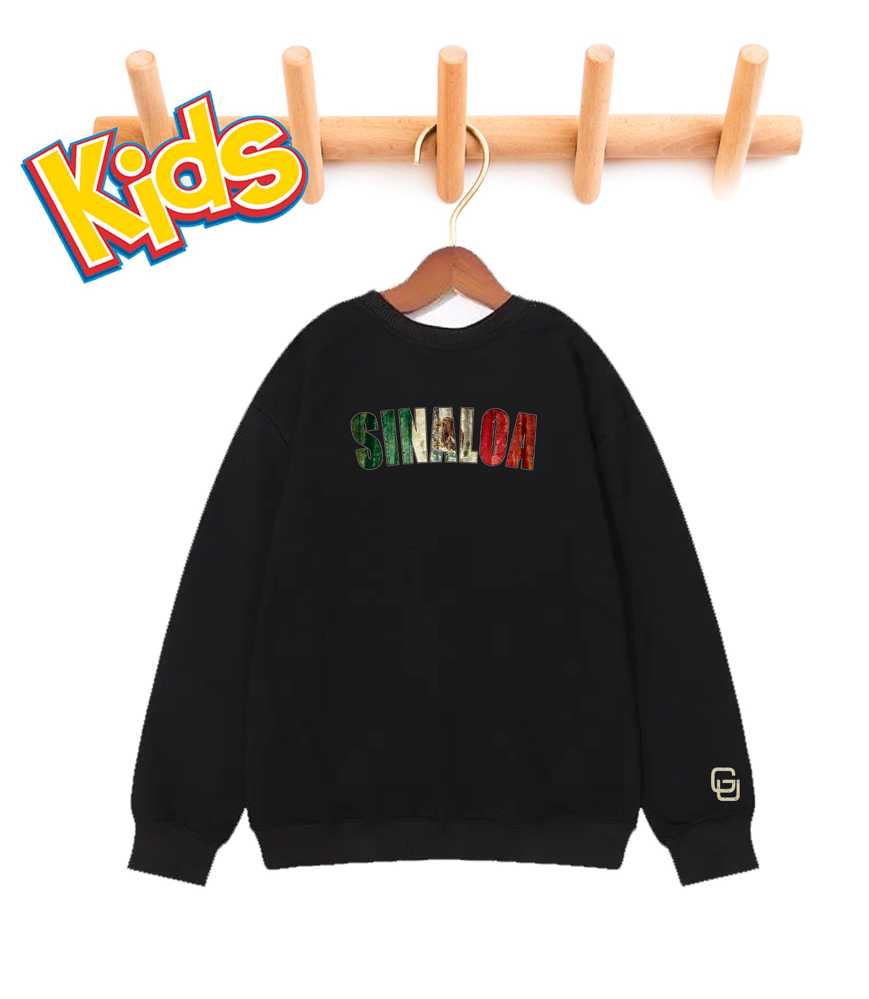 KIDS VINTAGE 🇲🇽 FLAG STATE CREWNECK -BLACK